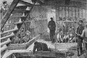 Convicts crammed into a ship