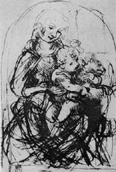Sketch of Madonna, Baby and Cat